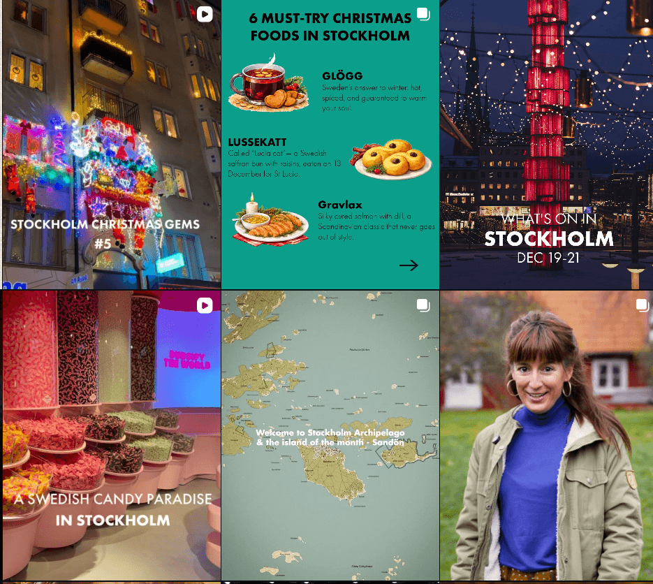 Screenshot of VisitStockholms instagram page