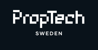 The logo shows the text PropTech in pixel style on a black background, followed by the word SWEDEN in smaller text underneath.
